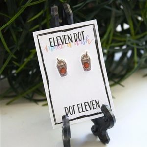 Pumpkin Spice Coffee Mug Art Sketch Stud Earrings